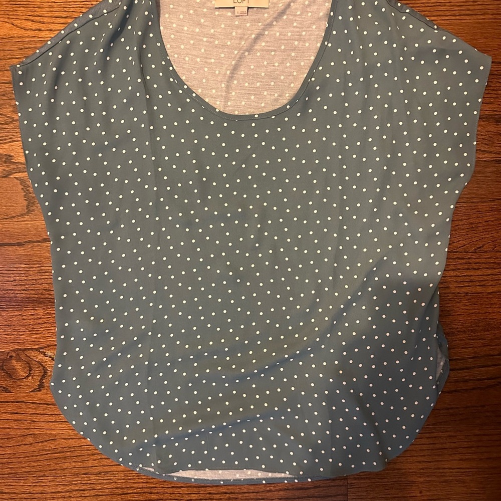 LOFT Blue Polka Dot Blouse